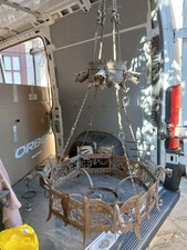 LAMPADARIO FERRO BATTUTO CON DRAGHI  E ROSE - DA CASTELLO - NEO-RINASCIMENTO