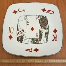 Piatto Ceramica Vintage  Poker Scala Reale Di Quadri