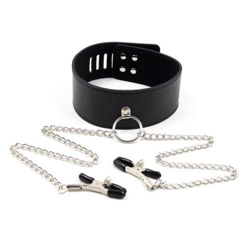Collare ecopelle con - in, catene