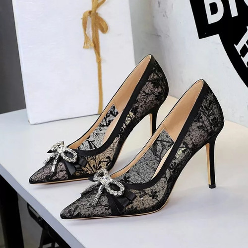 Scarpe decolte nere pizzo - scarpe,
