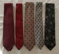 CRAVATTE VINTAGE lotto 5 pezzi pura seta GEOMETRICA