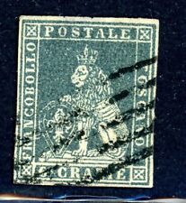 Toscana - 1851 - 6 crazie ardesia su grigio (Sassone 7) usato - molto bello