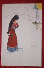 9315 CARTOLINA COSTUMI DI SARDEGNA ARITZO TEMPERA DI LELY LOY 1930ca