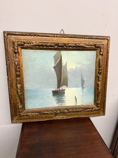 Dipinto olio su tavola, marina