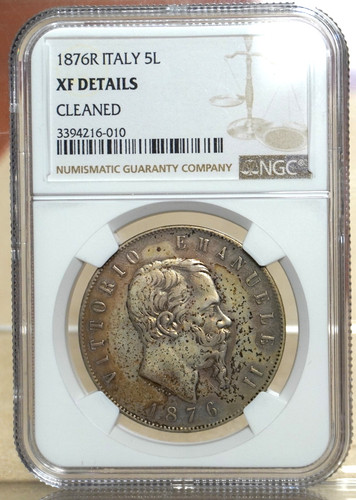 Italia 1876 lire ngc xf - r, 5