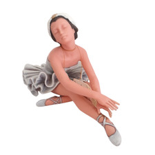 Statua Nadal grande ballerina seduta danza classica scultura resina bianca 15x25