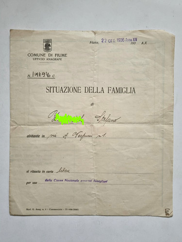 Fiume 1936 anagrafe italiana - fiume,