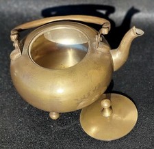 Antica teiera bollitore italiana in bronzo-ottone, 1890-'30-'50 -decor Art Déco