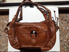 Borsa 100% vera pelle Vintage marrone, cuciture esterne + fibbia