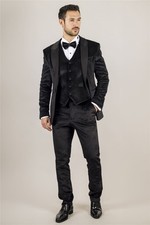 Da Uomo 3 Pezzi Velluto Nero