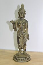 Statua di buddha donna (Tàrà) bronzo e oro in resina, base 10 cmx30h,buddismo