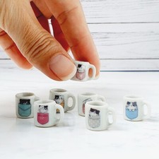 Set 7 tazze gatto ceramica