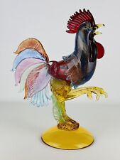 Scultura Grande Gallo In Vetro Di Murano 40cm Statua Multicolore Design 1960