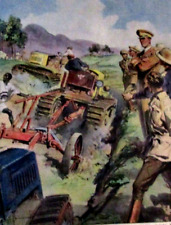 MOTOARATRICI DISSODANO TERRENO IN AFRICA ORIENTALE.Domenica del Corriere,1938