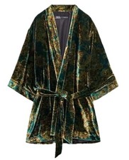 Kimono ZARA verde oro velluto