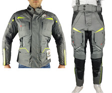 Tuta motociclista completo moto giacca e pantaloni anti acqua pioggia protezioni