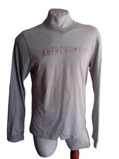 ABERCROMBIE & FITCH T-Shirt uomo Slim Fit Maglia Estiva grigia Cotone Jersey M