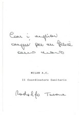P4905 - MILAN AC, IL COORDINATORE SANITARIO BIGLIETTO D’AUGURI 1987 AUTOGRAFATA
