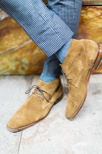 Handmade mens beige suede - beige,