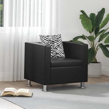 Poltrona cubo in pelle nera