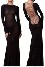 Abito trasparente sexy nero - os,