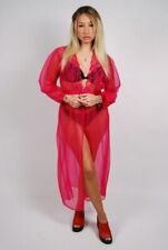 Camicia da notte anni 60 Peignoir (XS/S) vintage magenta lingerie rosa abito da notte