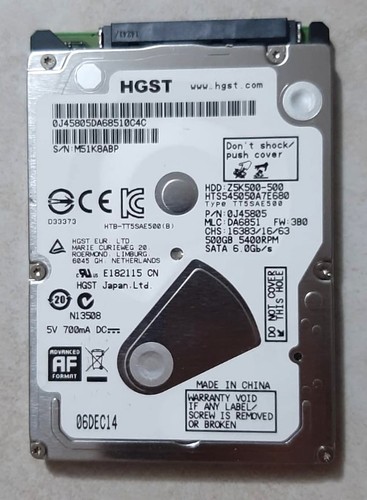 Hgst 500gb 5400 - 2.5",