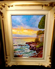 PITTORE BODEI-'NERVI' -GENOVA- LA PASSEGGIATA 'TRAMONTO D'ESTATE'