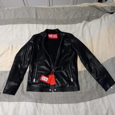 giubbotto in pelle Diesel Nero, Nuovo Mai Indossato Ancora Con Cartellino