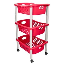 Carrello Otello 3 Rripiani Colore Rosso 30X40X70H Multiuso Portafrutta C/Ruote