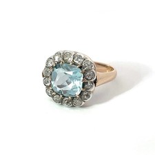 Anello antico acquamarina con