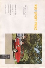 Brochure tedesca auto 1960 per auto sportiva NSU Sport Prince