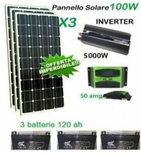 KIT FOTOVOLTAICO 3KW GIORNALIERO INVERTER 5000W PANNELLO ENERGIA batteria 120 ah