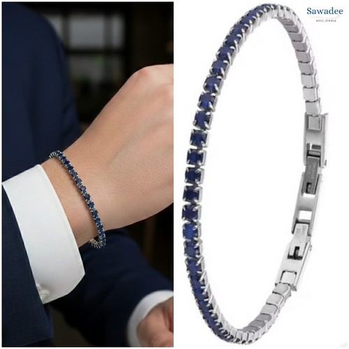 Bracciale tennis blu - , 3