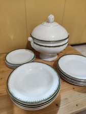 ANTICO SERVIZIO PIATTI BIANCO ORO E VERDE CERAMICA VERBANUM STONE LAVENO