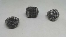 ANELLO ARGENTO UOMO PUNTINATO SCUDO MASSICCIO TONDO OVALE QUADRATO  BRUNIT0 O