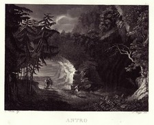 ANTRO, di L. RUGGI , incisione a bulino  , 1830 + passepartout