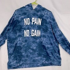 Forever 21 Women's Plus Size Jacket Size 3X Hooded No Pain No Gain Blue #0101