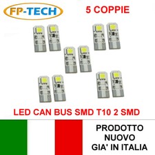 5 COPPIE DI LAMPADE T10 W5W 2 LED SMD-5050 NO ERRORE CHECK LUCI POSIZIONE CANBUS