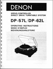 Denon DP-57L e DP-62L Giradischi Manuale del proprietario