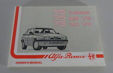 Manuale d'uso / manuale Alfa Romeo Alfa 75 2.5 / 3.0 V6 + T. Spark dal 6/1989