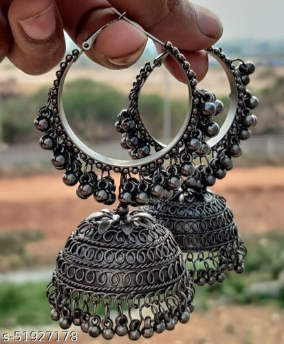 Orecchini jhumka ossidati alla - orecchini,