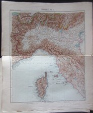 Cartina Geografica 1904 Stielers Hand-Atlas Nr.22 Italien C.Vogel vv59