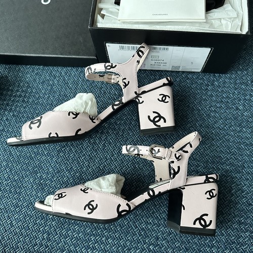 Sandali chanel rosa con logo - sandali,
