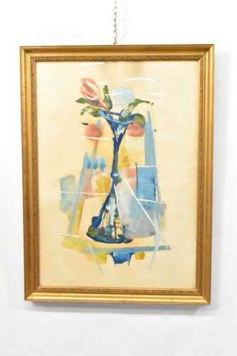 Quadro dipinto vaso fiori blu - quadro,