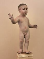 Bambinello Napoletano Gesù di Praga legno scultura ihs 15 cm design arte sacra