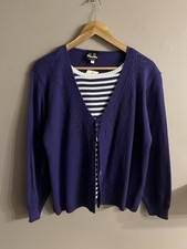 Cardigan in maglia viola Florida con top a righe incorporato - medio/grande - acrilico