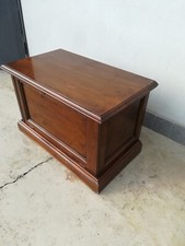 cassapanca in legno arte povera marrone scuro con anta ribaltabile              