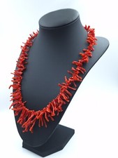COLLANA IN ARGENTO 925 CON FRANGIA  CORALLO ROSSO SCURO MEDITERRANEO  DONNA 