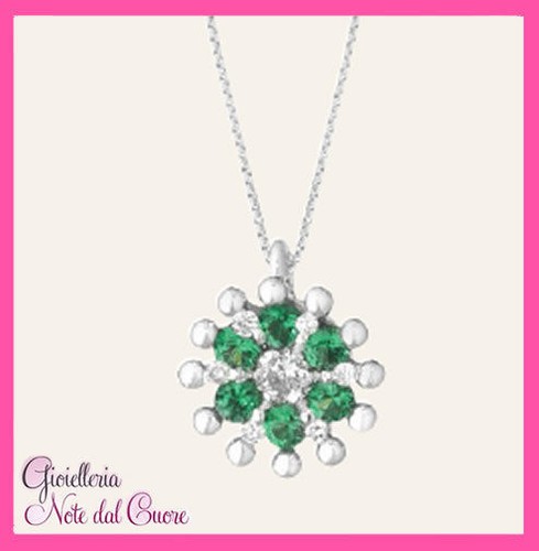Ciondolo oro bianco 18k con - bianco,